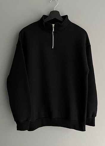 fermuarlı sweatshirt üç iplik şardonlu pamuk