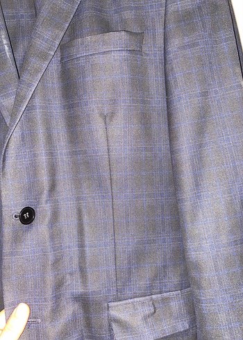 Gri Düğmeli Erkek Takım Elbise Ceket - Görsel 5