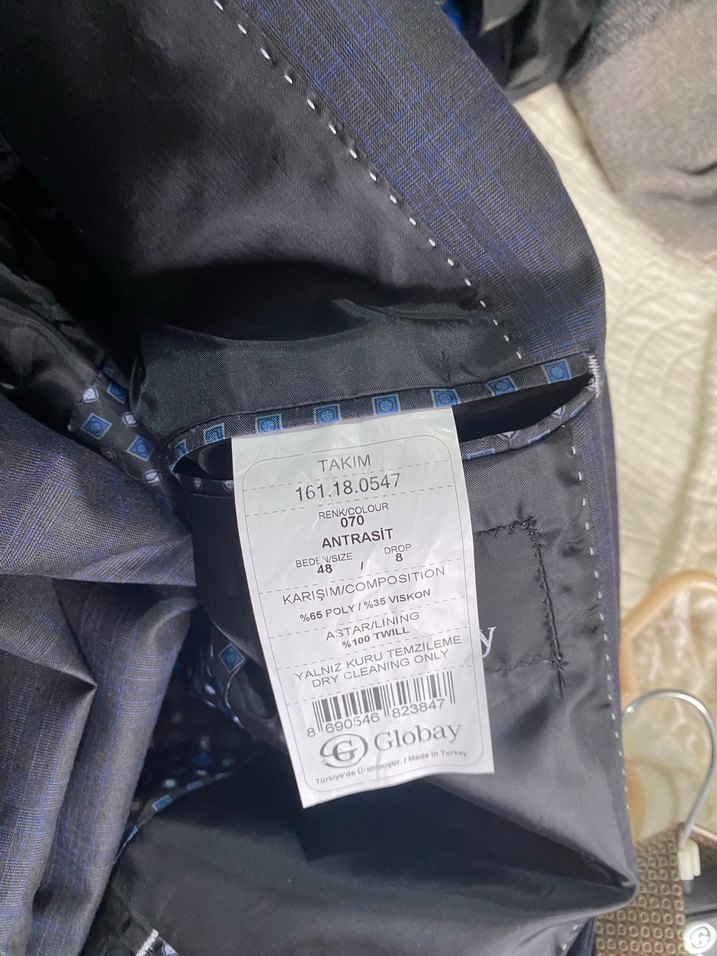 Gri Düğmeli Erkek Takım Elbise Ceket - Görsel 2