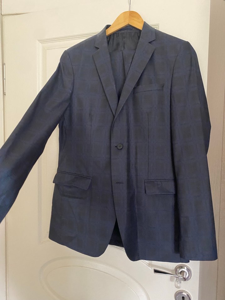 Gri Düğmeli Erkek Takım Elbise Ceket - Görsel 3