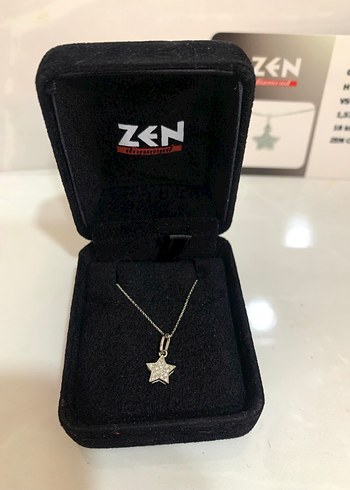  Beden gri Renk Zen Pırlanta 18 Ayar Yıldız Kolye