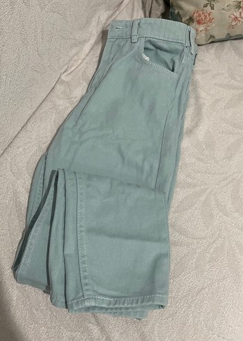 Turkuaz Renkli Rahat Kesim Kadın Mom Jean - Görsel 3