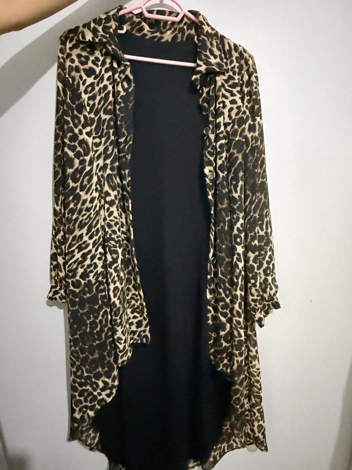 Leopar Desenli Uzun Hamile Ceketi - Görsel 2
