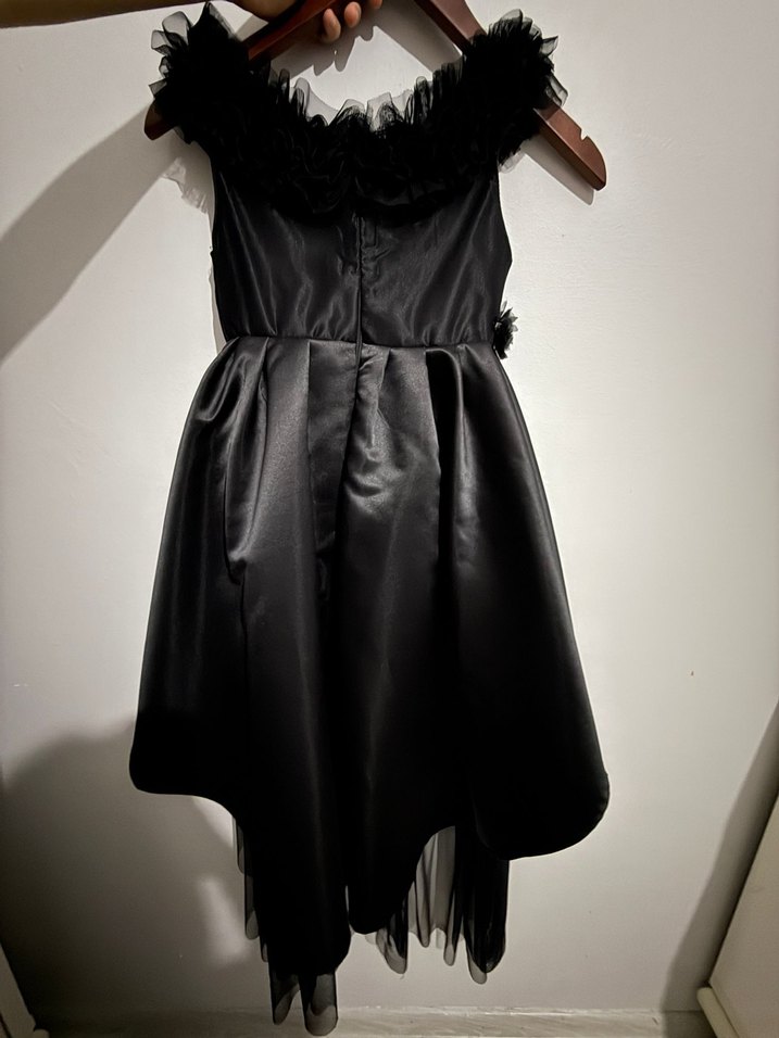Siyah Gotik Kız Elbisesi, Fırfırlı, Askısız - Görsel 2