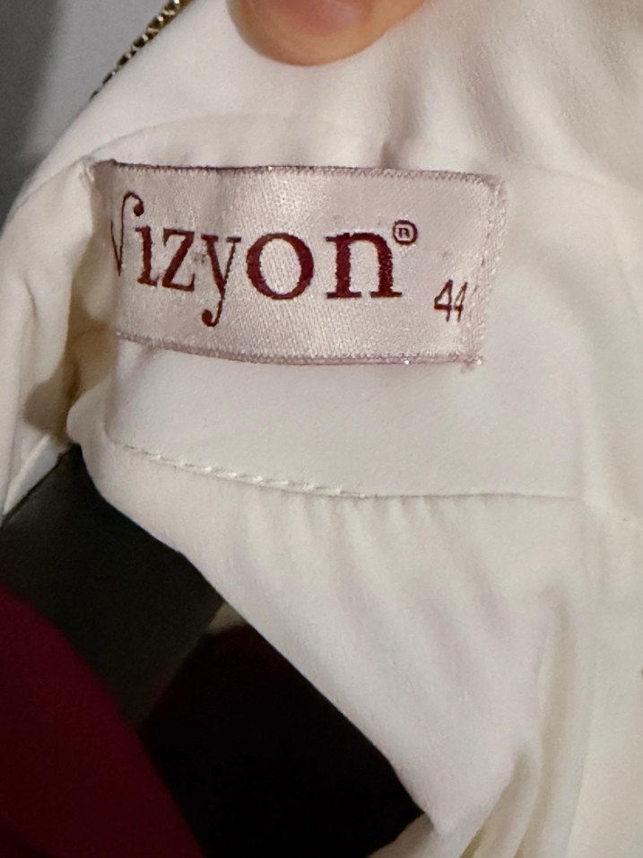 Beyaz Parlak Midi Bohem Tuxedo de elbise - Görsel 2