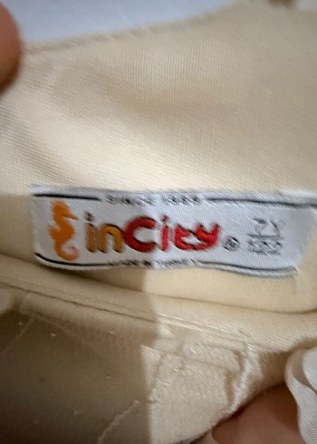 inci Kız Çocuk Nakışlı Bej Fırfırlı Elbise