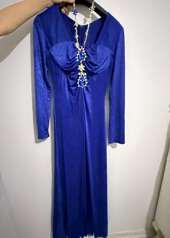 Saks Mavi elbise - Görsel 2