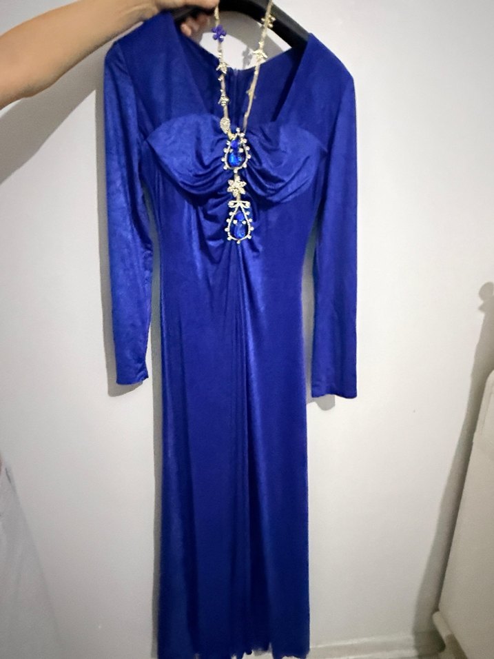 Saks Mavi elbise - Görsel 2