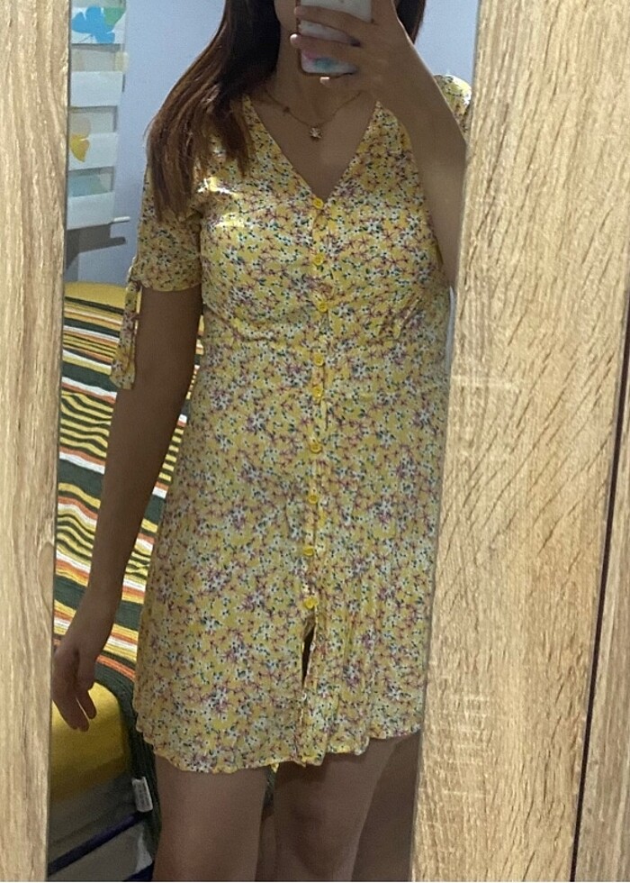 Sarı günlük yazlık elbise - Görsel 2