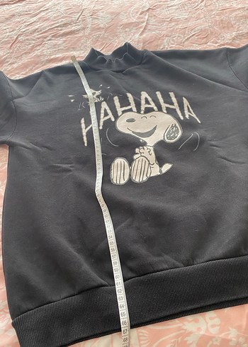 xl Beden Siyah Baskılı Uzun Kollu Kadın Sweatshirt