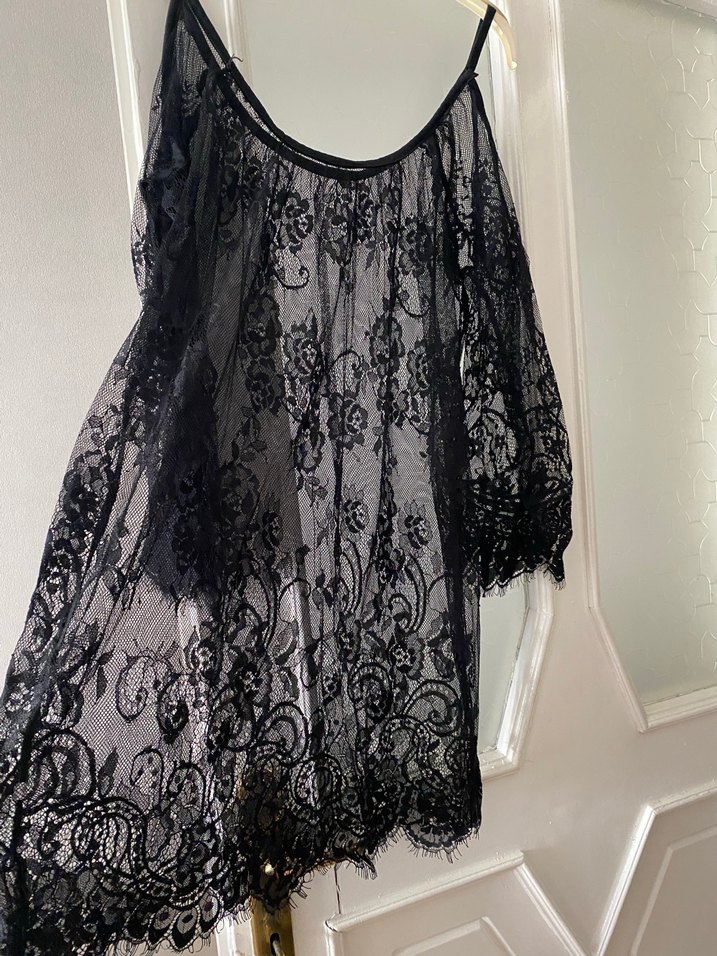 Siyah Dantel Transparan Bohem pareo - Görsel 4