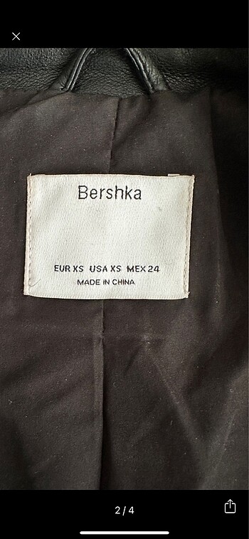 xs Beden siyah Renk Bershka deri ceket