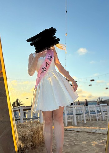 Trendyol & Milla Beyaz Straplez Midi Mini Elbise