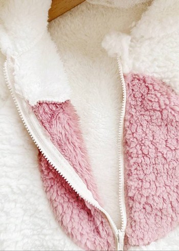 Beyaz Peluş kız Bebek Tulum - Görsel 6