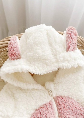 Beyaz Peluş kız Bebek Tulum - Görsel 5