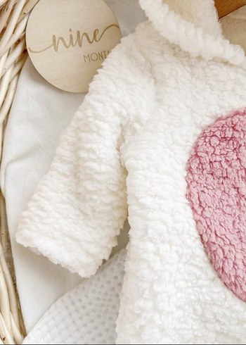 Beyaz Peluş kız Bebek Tulum - Görsel 3