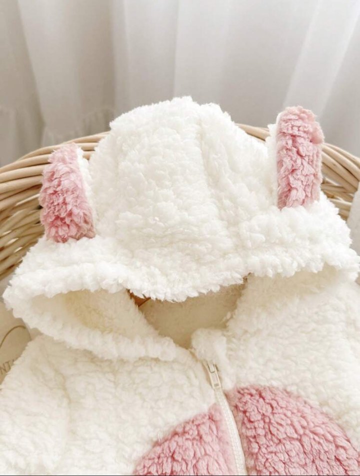 Beyaz Peluş kız Bebek Tulum - Görsel 5