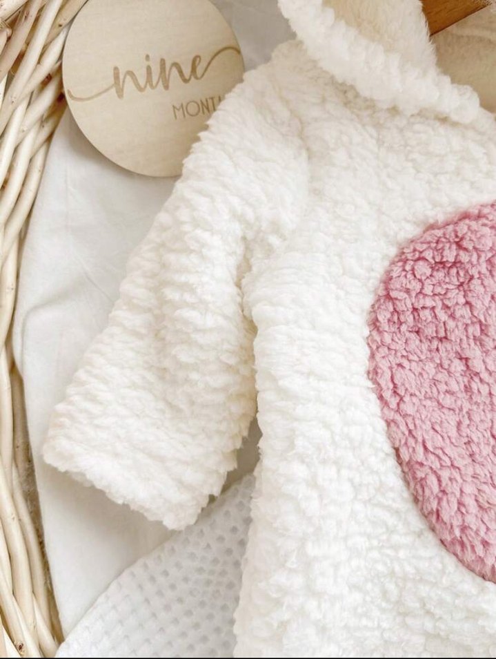 Beyaz Peluş kız Bebek Tulum - Görsel 3