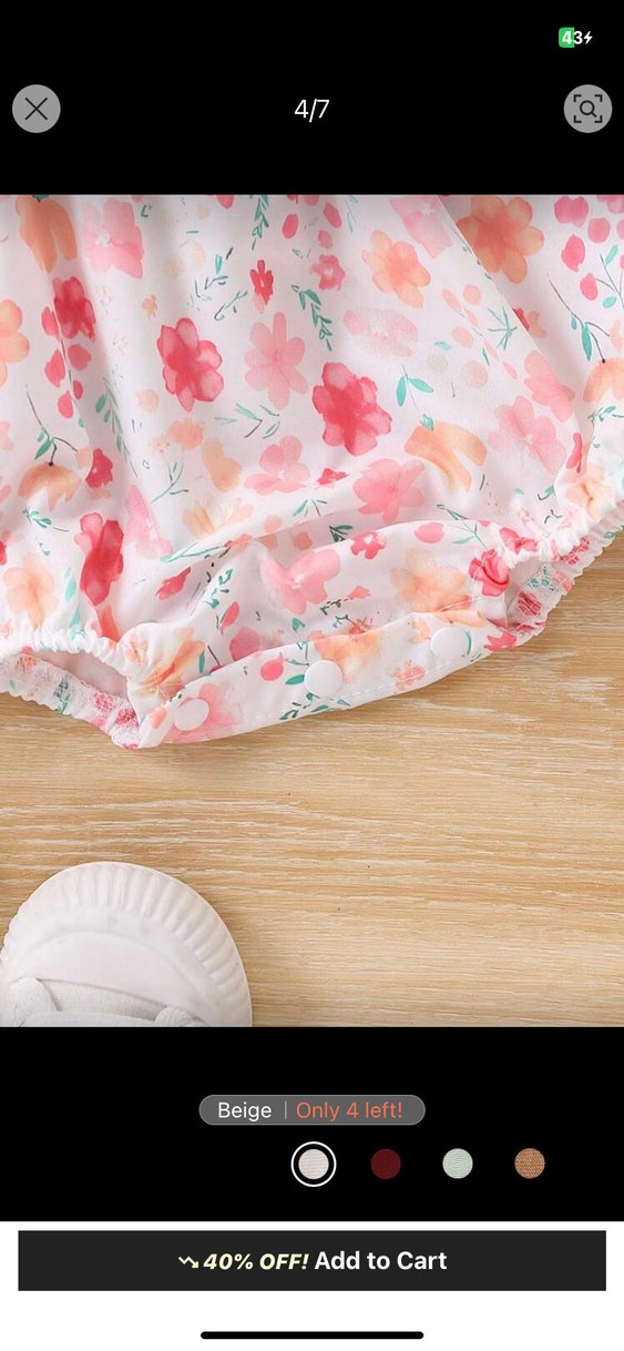 Beyaz Çiçek Desenli Örgü Kız Bebek Tulum - Görsel 4