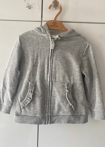 Kız Çocuk Gri Kapüşonlu hırka - Görsel 2