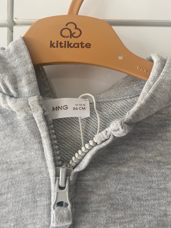 Kız Çocuk Gri Kapüşonlu hırka - Görsel 4