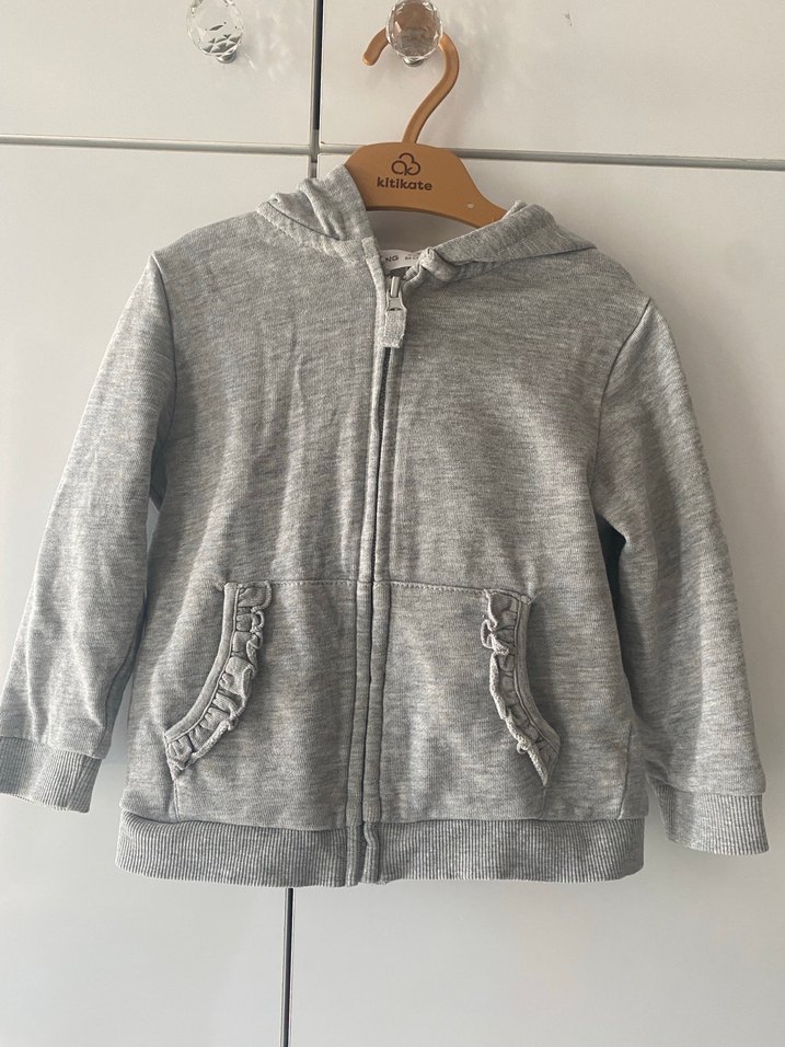 Kız Çocuk Gri Kapüşonlu hırka - Görsel 2