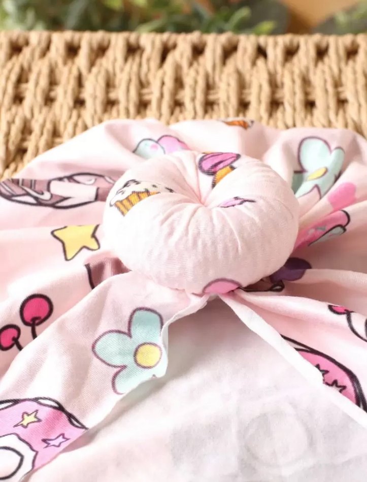 Donut ve Tatlı Desenli Pembe Bebek Kundak 2li set - Görsel 4