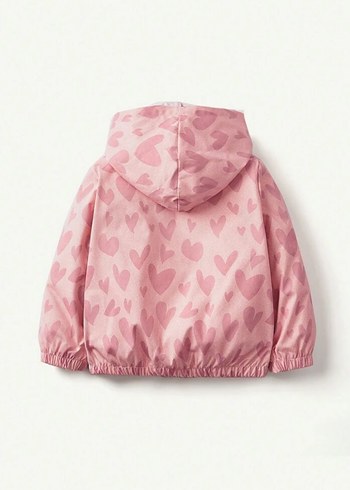 Kız Çocuk Pembe Kapüşonlu ince ceket - Görsel 2