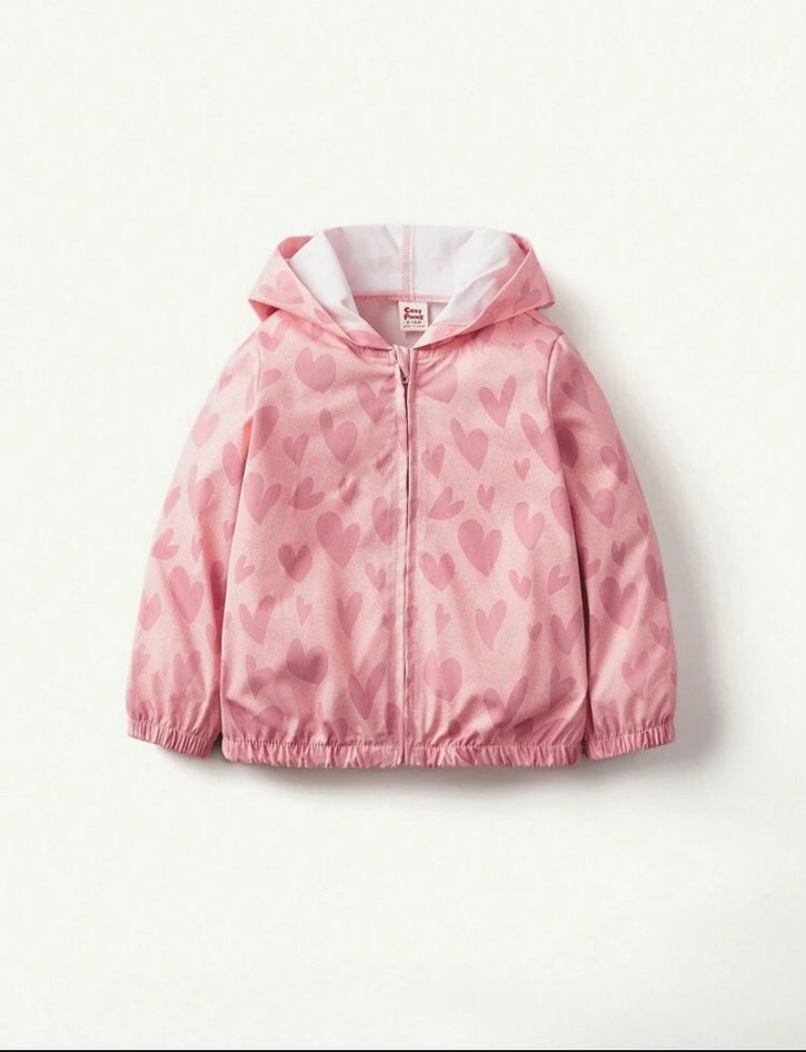 Kız Çocuk Pembe Kapüşonlu ince ceket - Görsel 3