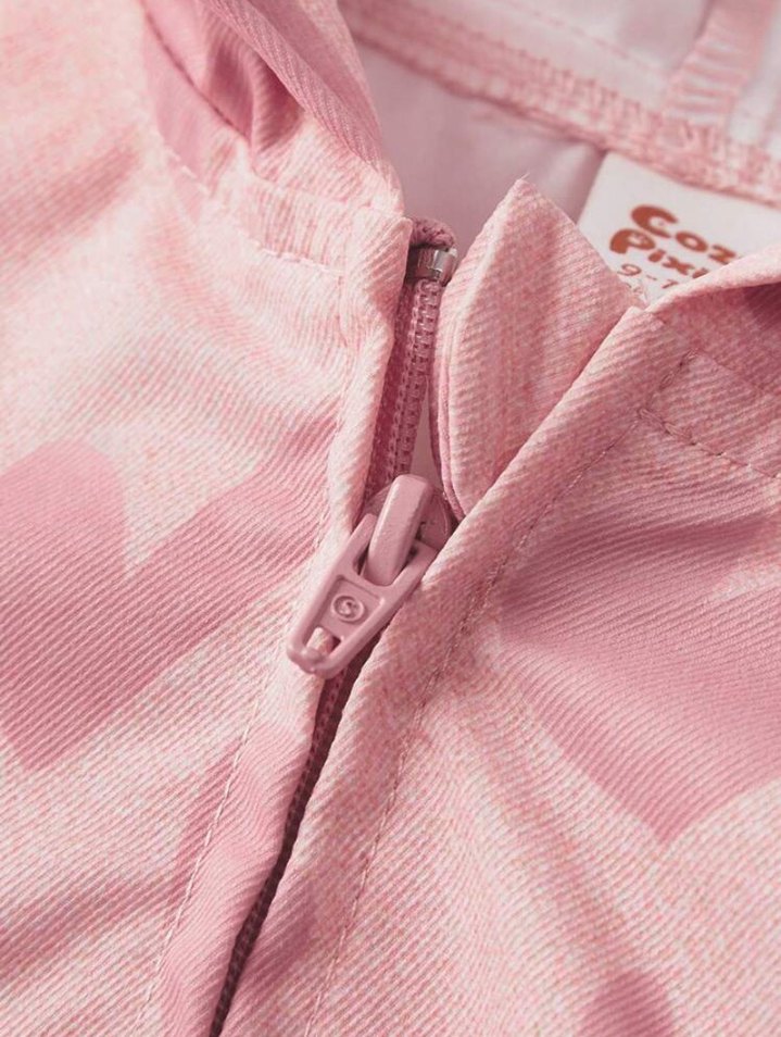 Kız Çocuk Pembe Kapüşonlu ince ceket - Görsel 5