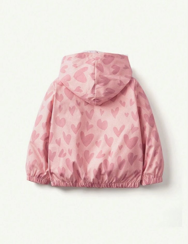 Kız Çocuk Pembe Kapüşonlu ince ceket - Görsel 2