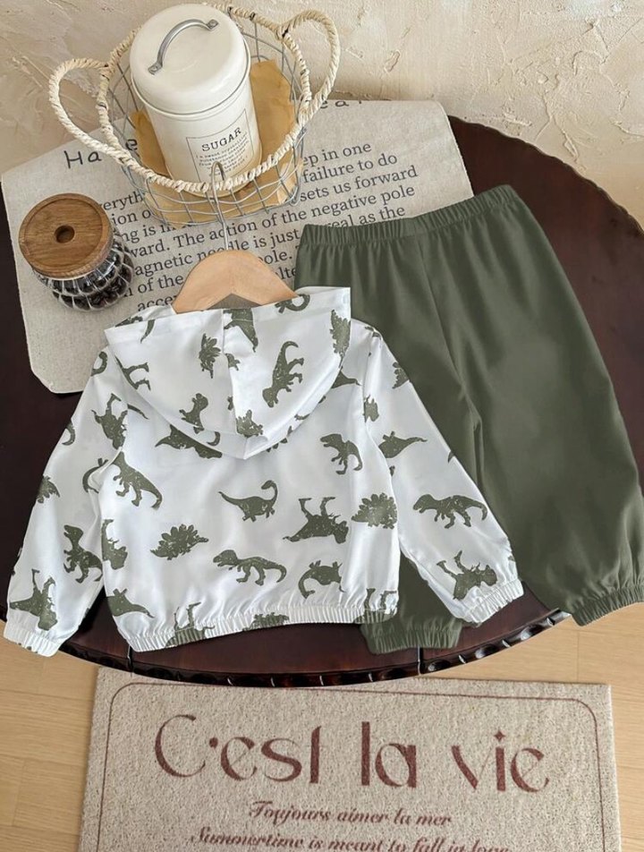 Erkek Bebek dinazor Ceketli Takım 2li set - Görsel 2