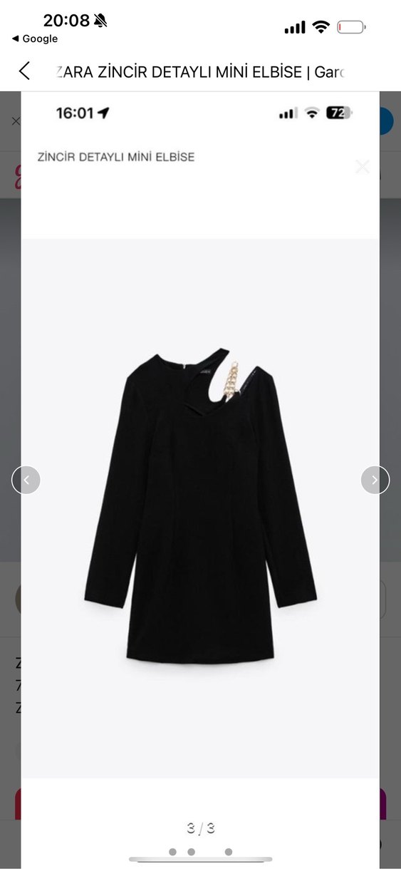 Zincir Detaylı Siyah Uzun Kollu V Yaka Elbise - Görsel 2