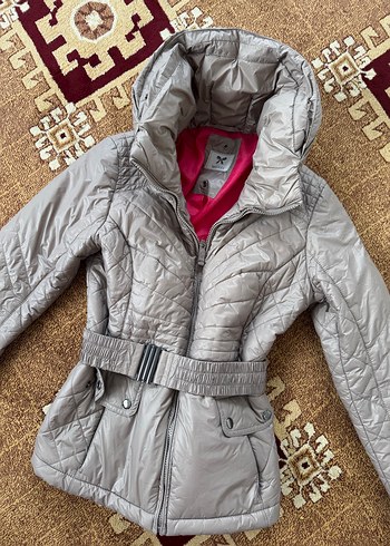 Gri Kemerli Kadın Kışlık Mont - Görsel 6