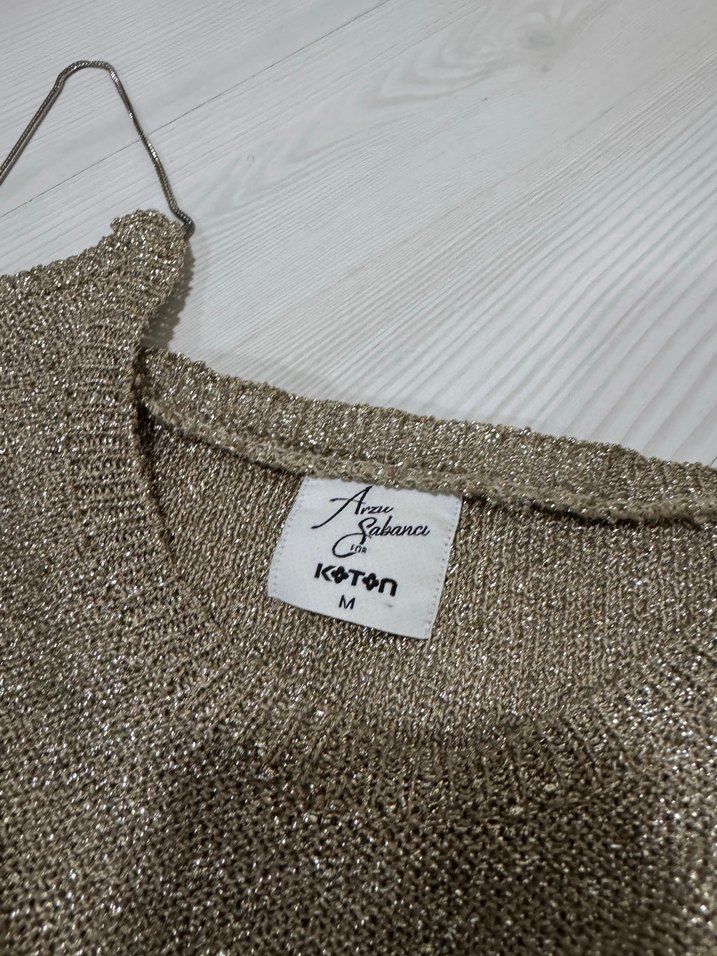 Bej Straplez Örgü Kadın Kazak KOTON - Görsel 2