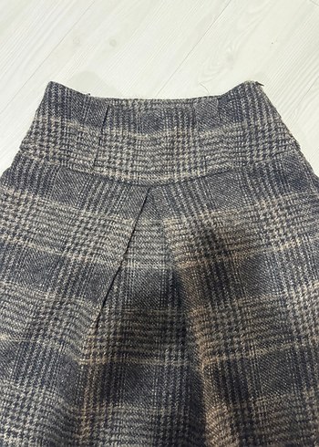 Gri Ekoseli Pilili Midi Etek MANGO - Görsel 3