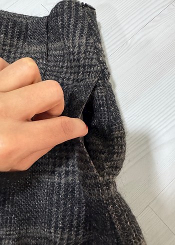 Gri Ekoseli Pilili Midi Etek MANGO - Görsel 4