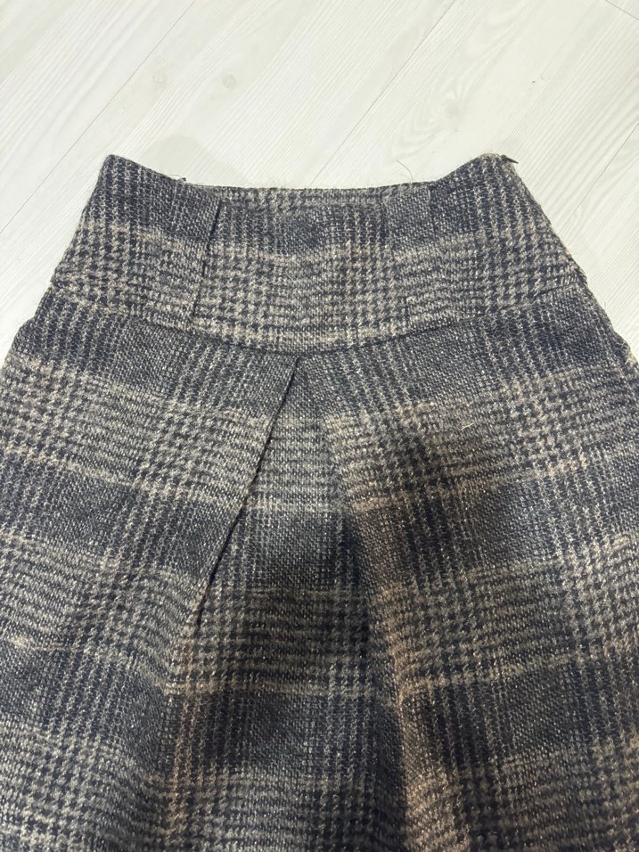 Gri Ekoseli Pilili Midi Etek MANGO - Görsel 3