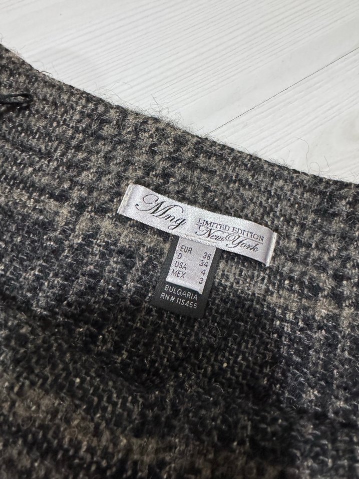 Gri Ekoseli Pilili Midi Etek MANGO - Görsel 2