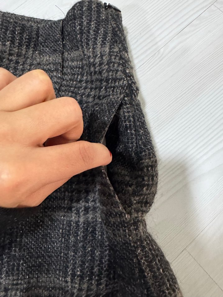 Gri Ekoseli Pilili Midi Etek MANGO - Görsel 4