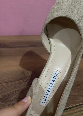 36 Beden Bej Süet Stiletto Kadın Ayakkabı