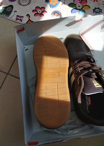 44 Beden Kahverengi Spor Ayakkabı Velcro Detaylı