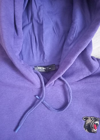 Mor Kapüşonlu erkek Sweatshirt - Görsel 3