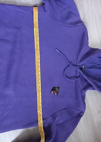 Mor Kapüşonlu erkek Sweatshirt - Görsel 4