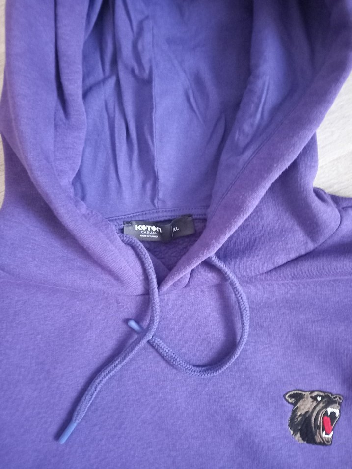 Mor Kapüşonlu erkek Sweatshirt - Görsel 3