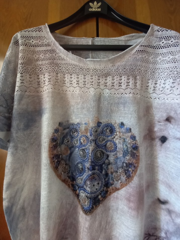 Dantel Detaylı Bohem Gri Kadın Bluz - Görsel 2