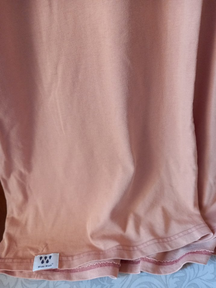 Pembe Pamuklu Tişört Yuvarlak Yaka, Kısa Kollu - Görsel 4