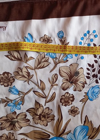 Kahverengi Mavi Çiçek Desenli Kadın Fular - Görsel 3