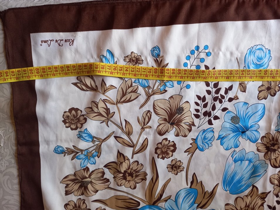 Kahverengi Mavi Çiçek Desenli Kadın Fular - Görsel 3