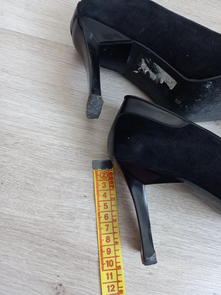 Siyah Süet Kare Burunlu Kadın Topuklu Ayakkabı - Görsel 4